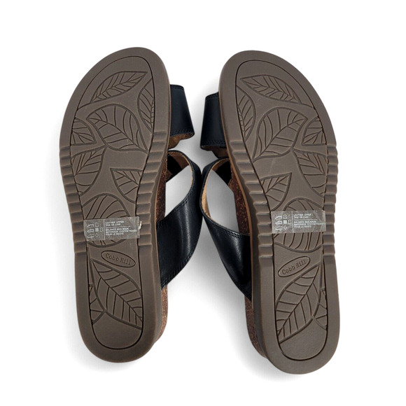 Cobb Hill May Slide Sandals 8.5 Black Leather Comfort Wedge Orthopedic Versatile - Picture 5 of 5